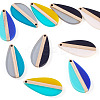 10Pcs 5 Colors Transparent & Opaque Resin & Wood Pendants RESI-TA0004-65-3