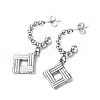 Non-Tarnish 304 Stainless Steel Rhombus Dangle Stud Earrings LS-STAS-B034-04P-1