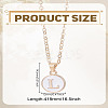 1Pc Zinc Alloy White Enamel Round with Letter Pendant Necklaces NJEW-LP0002-88G-L-2