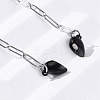 304 Stainless Steel Double-Sided Magnetic Heart Pendant Paperclip Chain Necklaces LS-NJEW-U028-02B-2