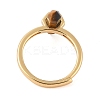 Double Pointed Hexagonal Prism Natural Tiger Eye Adjustable Rings for Women RJEW-G327-01G-12-3