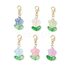 Flower Glass Pendant Decorations HJEW-JM03378-S-1