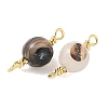 Dyed Natural Agate Faceted Round Connector Charms LS-KK-C097-04G-05-2
