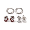 3 Pairs 3 Styles Christmas 304 Stainless Steel Hoop & Studs Earrings Set for Women EJEW-K279-12H-P-2