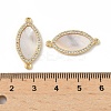 Brass Micro Pave Clear Cubic Zirconia and Natural Shell Horse Eye Connector Charms KK-Z115-08G-3