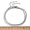 304 Stainless Steel Flat Snake Chain & Box Chain Double Layer Anklets for Women LS-AJEW-F069-02P-3