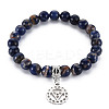 Natural Tiger Eye Beaded Stretch Bracelets BJEW-S145-001D-1