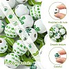40Pcs 4 Styles Saint Patrick's Day Theme Spray Painted Natural Wood Beads WOOD-FS0001-13-2