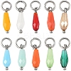 50Pcs 10 Colors Glass Pendants PALLOY-YW00184-2