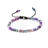 Dyed Natural Imperial Jasper Round Braided Bead Bracelet QW4331-3-1