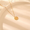 Stylish 304 Stainless Steel Crystal Rhinestone Flat Round with Tree Pendant Necklaces for Women LS-LJ7158-2-1