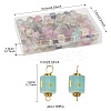 100Pcs Glitter Frosted Glass Cube Connector Charms PALLOY-FS00042-02-4