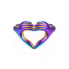 Ion Plating(IP) Rainbow Color 304 Stainless Steel Heart Gesture Open Cuff Ring for Women RJEW-S405-260M-2