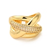 Brass Micro Pave Clear Cubic Zirconia Open Cuff Rings for Women RJEW-A048-06G-2
