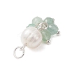 Natural Green Aventurine & Garne & Amethyst & Rose Quartz & Apatite Faceted Round & Potato Pearl Pendants PALLOY-JF04750-02-5