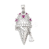 Brass Micro Pave Clear & Hot Pink Cubic Zirconia Pendants KK-A277-35P-1