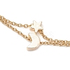 3Pcs 3 Styles Brass Clover Cross Moon Star Link 304 Stainless Steel Cable Chain Anklets for Women AJEW-AN00748-5