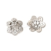 6-Petal Flower Brass Micro Pave Clear Cubic Zirconia Bead Caps KK-V008-32P-1