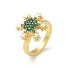 Snowflake Rotatable Open Cuff Rings for Women RJEW-R007-01G-4