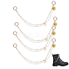 4Pcs Acrylic Pearl & Brass Chain Boot Strap Chains HJEW-DR00228-1
