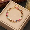 201 Stainless Steel Cuban Link Chain Bracelets for Women LS-BJEW-H633-01G-1