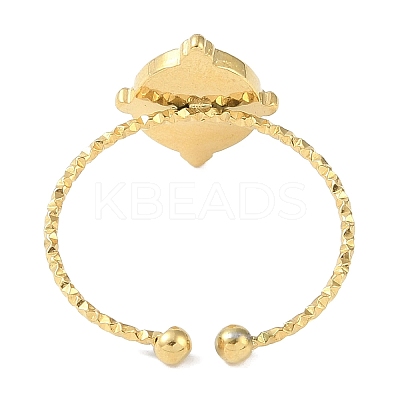Ion Plating(IP) 304 Stainless Steel Enamel Oval Cuff Finger Rings RJEW-L107-076B-G-1