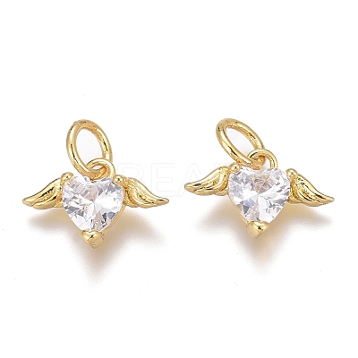 Brass Micro Pave Clear Cubic Zirconia Charms ZIRC-O035-26G-1