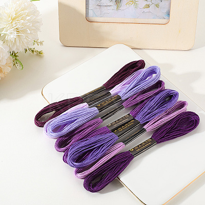 8 Skeins 8 Colors 6-Ply Polyester Embroidery Floss OCOR-CY0002-09E-1