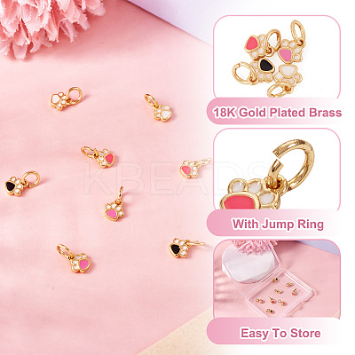 8Pcs 4 Colors Real 18K Gold Plated Brass Enamel Charms KK-TA0001-74-1