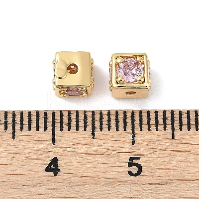Brass Cubic Zirconia Beads KK-Q030-14B-G-1
