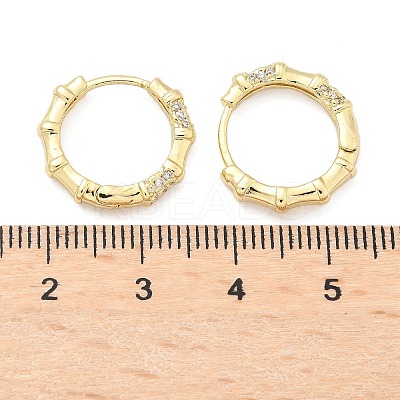 Bamboo Brass Micro Pave Clear Cubic Zirconia Hoop Earrings EJEW-Z102-05G-1