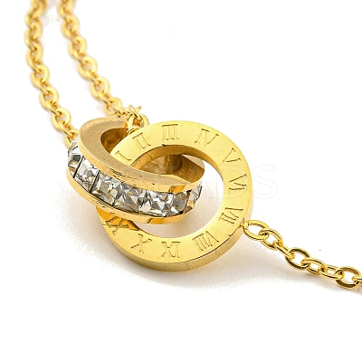 Crystal Rhinestone Interlocking Rings Link Bracelets BJEW-D030-15G-1