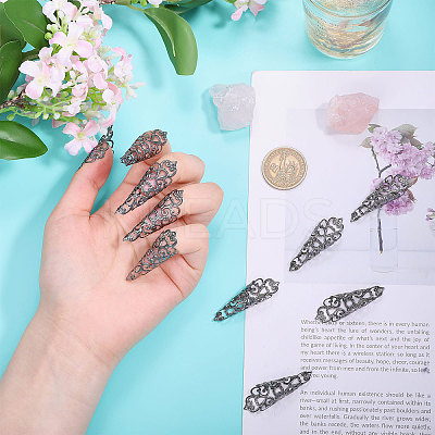 10Pcs Hollow Out Iron Fingers Nail Covers MRMJ-GL0001-20B-1