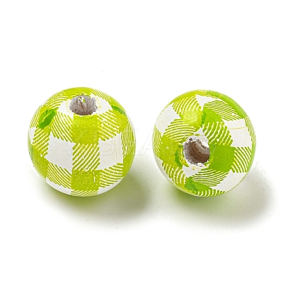 Printed Wood European Beads WOOD-G022-13M-1