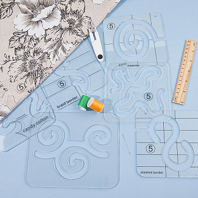 6Pcs 6 Styles Acrylic Quilting Templates DIY-HY0001-67-1