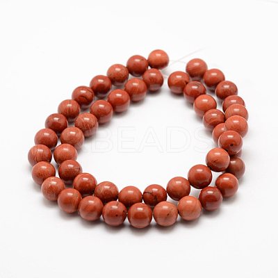 Natural Red Jasper Beads Strands X-G-E375-8mm-03-1