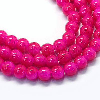 Baking Paint Imitation Jade Glass Round Bead Strands DGLA-Q021-4mm-04-1