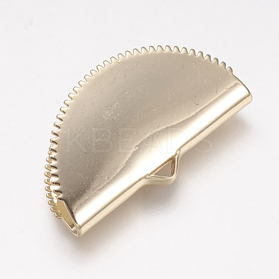 Brass Semi Circle Ribbon Crimp Ends KK-F731-19G-1