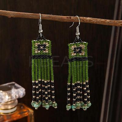 Handmade Bohemian Glass Seed Bead Beaded Chandelier Earrings DO8227-1