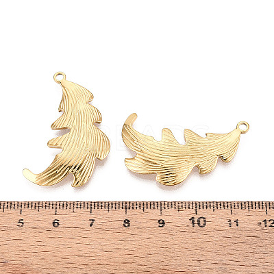 304 Stainless Steel Leaf Pendants STAS-T069-39G-1