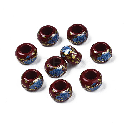 Flower Printed Opaque Acrylic Rondelle Beads SACR-S305-27-F02-1