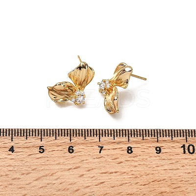Butterfly Brass Micro Pave Cubic Zirconia Stud Earring Findings KK-B152-03G-1