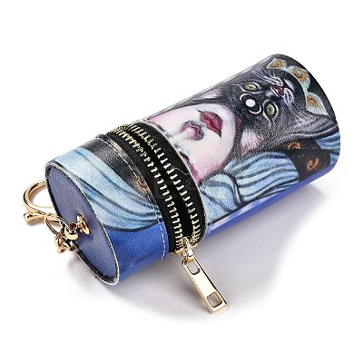 PU Imitation Leather Lipstick Pouch Holder Pendant Keychain KEYC-E039-01KCG-01-1