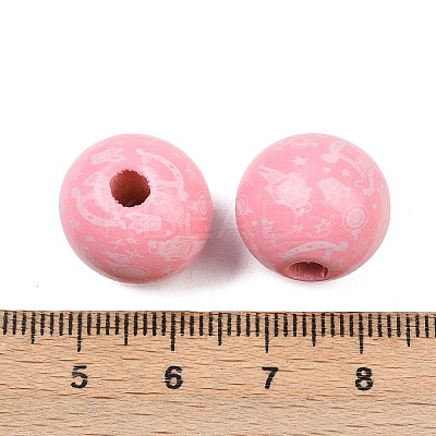 Christmas Printed Schima Wood European Beads WOOD-I015-01F-1