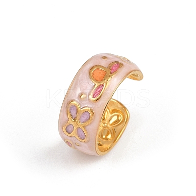 304 Stainless Steel Enamel Adjustable Cuff Rings for Women LS-RJEW-A074-05G-1