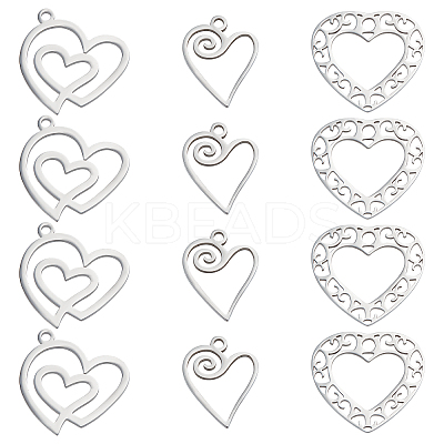 18Pcs 3 Style 201 Stainless Steel Pendants STAS-DC0007-47-1