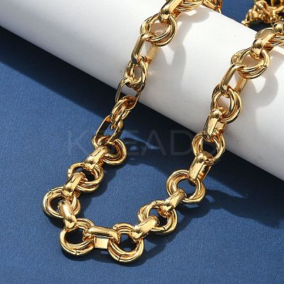 304 Stainless Steel Double Ring Link Chain Necklaces NJEW-S453-02P-A-1