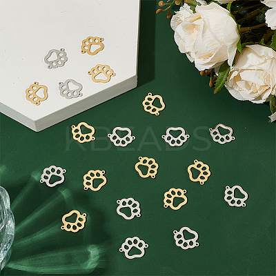 20Pcs 2 Colors 304 Stainless Steel Hollow Connector Charms STAS-HY0001-58-1