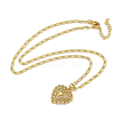 Brass Micro Pave Colorful Cubic Zirconia Peach Heart Pendant Necklaces for Women NJEW-Q346-01G-03-1