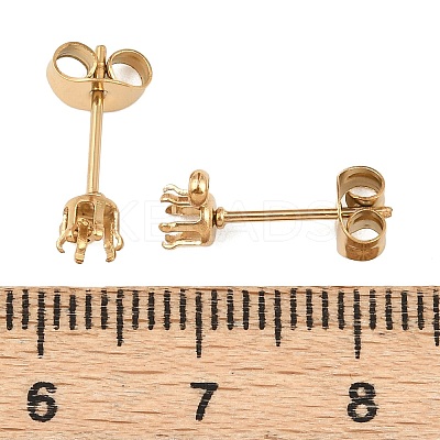 304 Stainless Steel Flat Round Stud Earring Findings STAS-D389-04B-G-1
